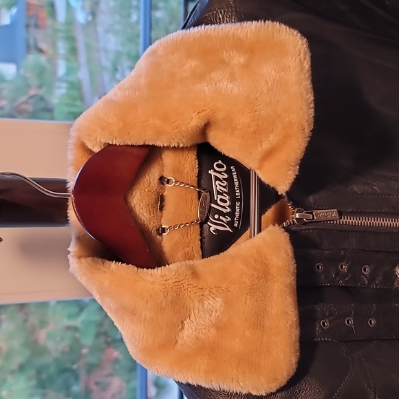 Vilanto Authentic Leather Bomber Jacket Faux Shearling Lined Men’s Large - Picture 7 of 10